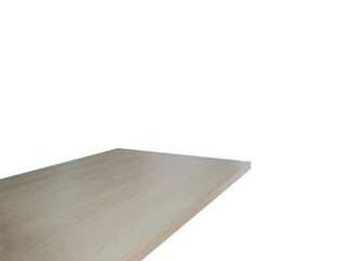 Empty wooden table on white backgrounnd