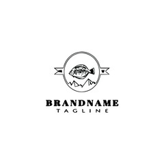 flounder fish logo flat icon design template black isolated vector illustration