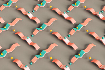 Abstract colorful 3d waves with spheres