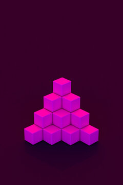 Abstract psychedelic pink cubes