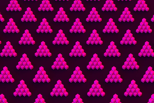 horizontal pattern of Abstract psychedelic pink cubes
