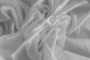 Fototapeta premium White cloth background abstract with soft waves, closeup texture of cloth