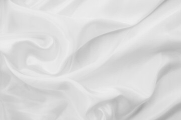 White cloth background abstract with soft waves, closeup texture of cloth