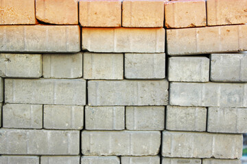 Abstract white brick wall texture depicting in paint colors on an old brick wall. white brick wall background pattern.