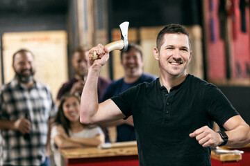 Friends Throwing Axes And Having Fun