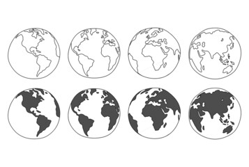 set of cartoon globes isolated on a white background.