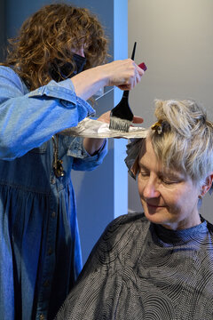 Hair color being applied