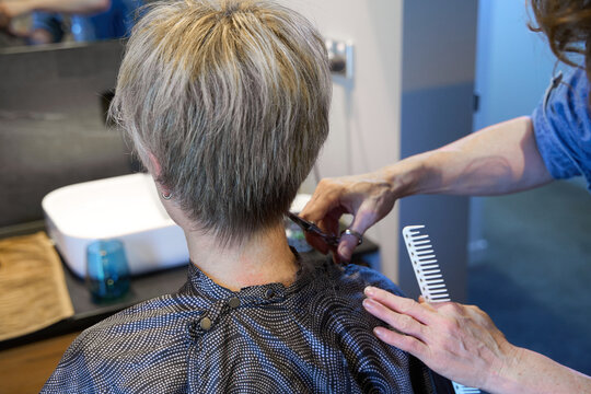 Hairdresser working at home