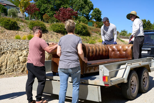 Loading sofa onto trailer