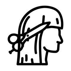 haircutting in salon line icon vector. haircutting in salon sign. isolated contour symbol black illustration