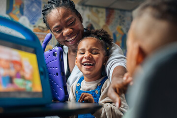Family Watching Cartoons  