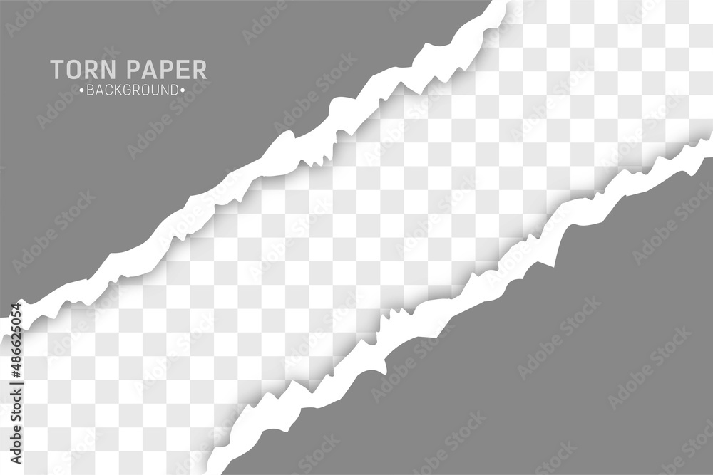 Poster torn paper edges vector illustration. piece of torn grey horizontal paper with soft shadow stuck on 