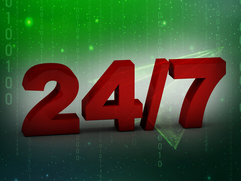 Concept: Opening hours sign. 3D rendering