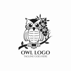 Owl logo vector, owl company icon, bird design silhouette