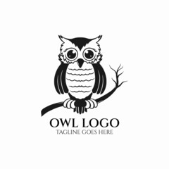 Owl logo vector, owl company icon, bird design silhouette