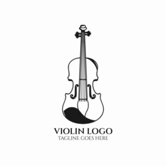 Violin logo vector, musical instrument icon, violin illustration