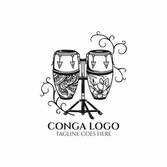 Fototapeta na wymiar Conga logo vector, percussion music instrument icon