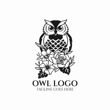 Owl logo vector, owl company icon, bird design silhouette