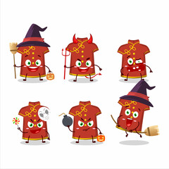Halloween expression emoticons with cartoon character of red clothing kids chinese woman