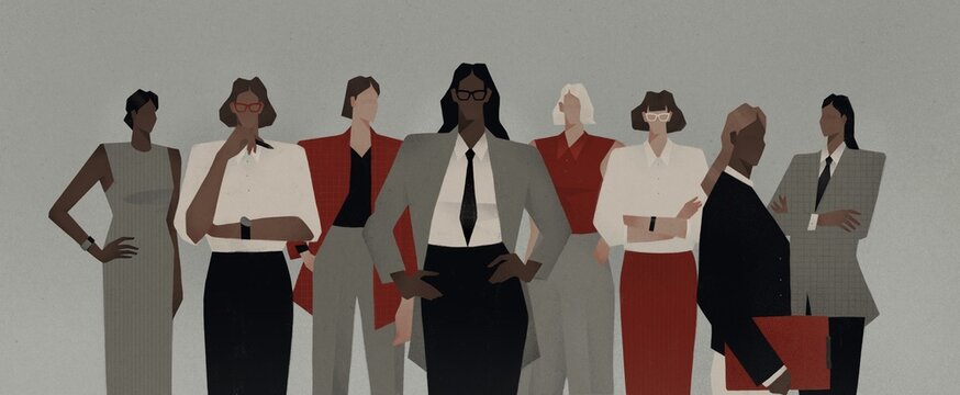Confident businesswomen stand together