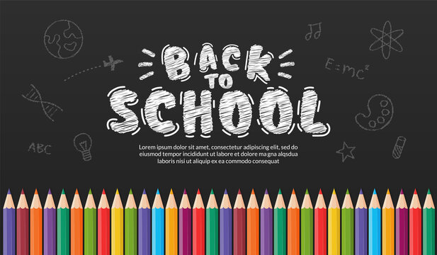 Welcome back to school background with colour pencils, Concept of education banner with back to School lettering design