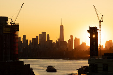 Fototapeta premium Sunset Construction Cityscape