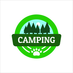 simple logo design about camping adventure in mountains and wilderness