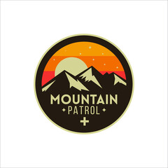 simple logo design about camping adventure in mountains and wilderness
