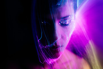 portrait in yellow and purple colors