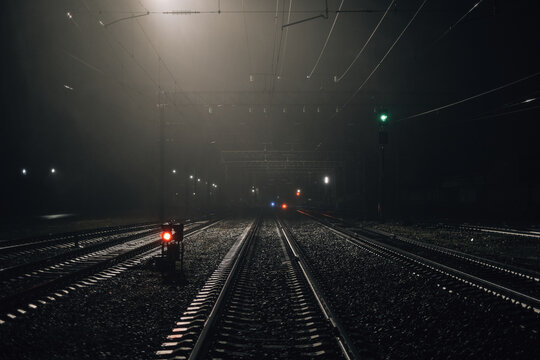 Night view of the railway