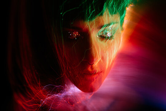 portrait in red and green tones