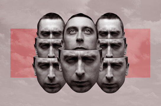 Mixed Media Collage With Head Of A Young Man