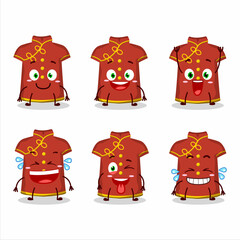 Cartoon character of red clothing kids chinese woman with smile expression