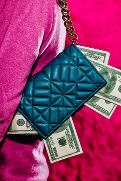 carries fake dollar bills in their purse