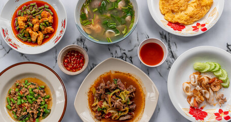 Thai Food Mixed Rice and Soup Dishes