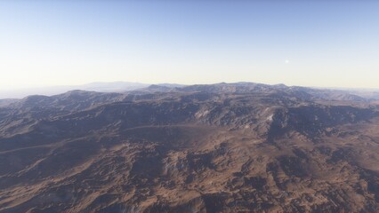 Fototapeta na wymiar distant alien planet desert landscape environment 3d render
