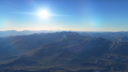 Fototapeta premium distant alien planet desert landscape environment 3d render