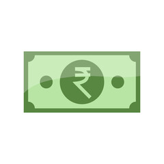 Indian rupee currency symbol banknote icon.