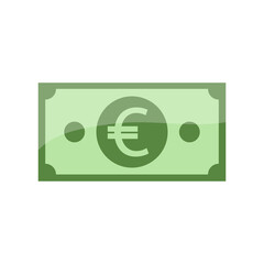 Euro currency symbol banknote icon.