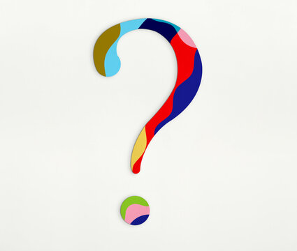 Colorful Cut-Out Geometric Question Mark