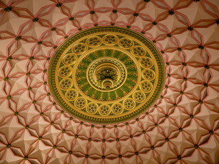 Obraz na płótnie Canvas Interiors of BMC headquarter. Beautifully crafted interior dome of the building with goldwork. UNESCO World Heritage Site in Mumbai.