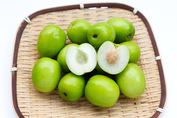 Milk jujube in bamboo basket