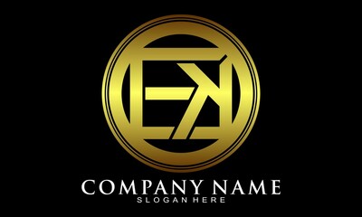 Elegant EK alphabet with gold logo design