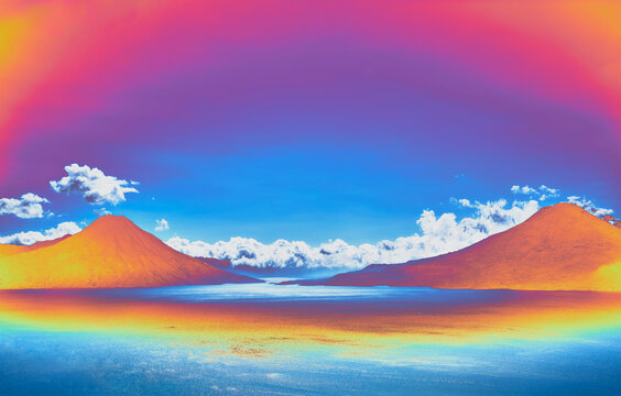Multicolor volcano lake