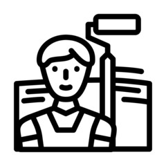 painter man line icon vector. painter man sign. isolated contour symbol black illustration