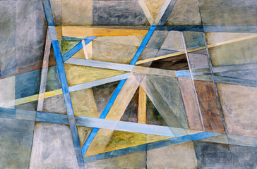 An abstract painting; modernist geometric abstraction.