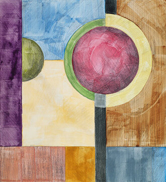 Fototapeta An abstract painting  geometric and grungy. 