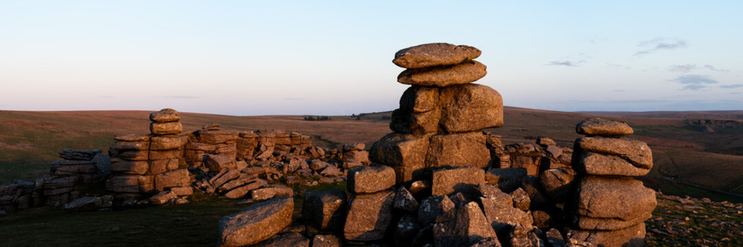 great staple tor dartmoor national park england panorama