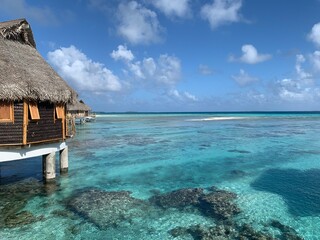 hut on the beach in a Tahitian island 