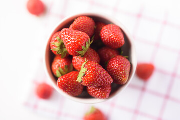 Strawberry fruit from local market on white background, Tropical fruit in spring and summer season